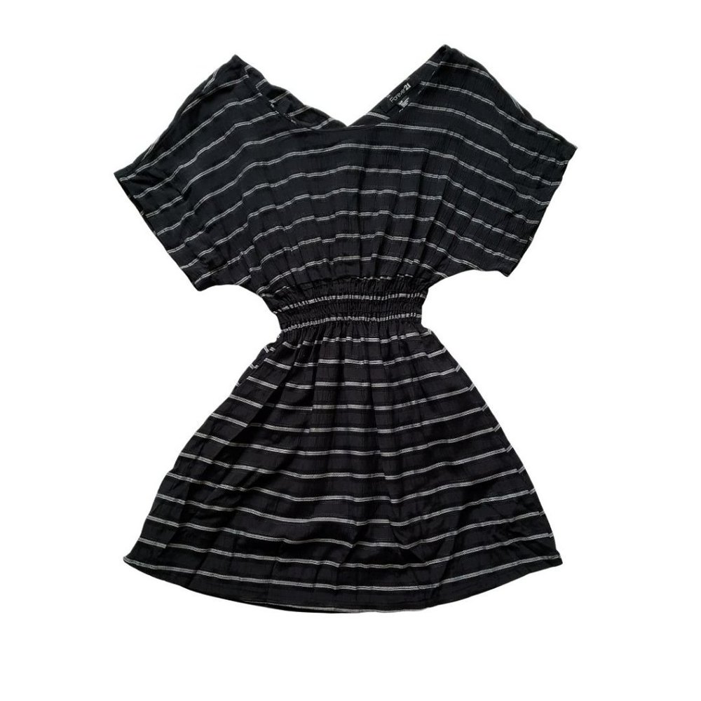 Forever21 Striped Elastic Waist With Back Cutout Dress